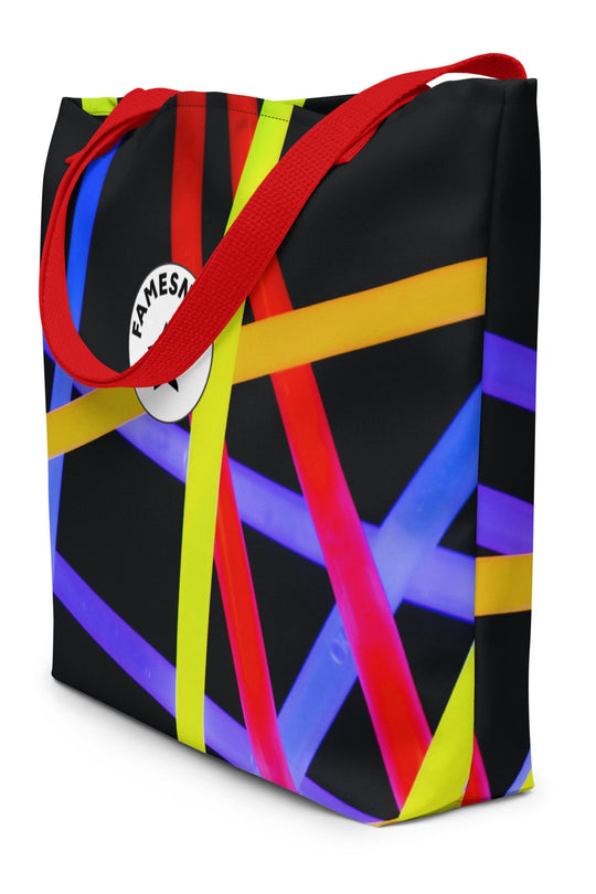 Large Beach Tote Bag w/ Pocket - Famesnob