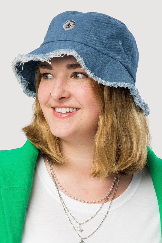 Distressed Denim Bucket Hat - Famesnob