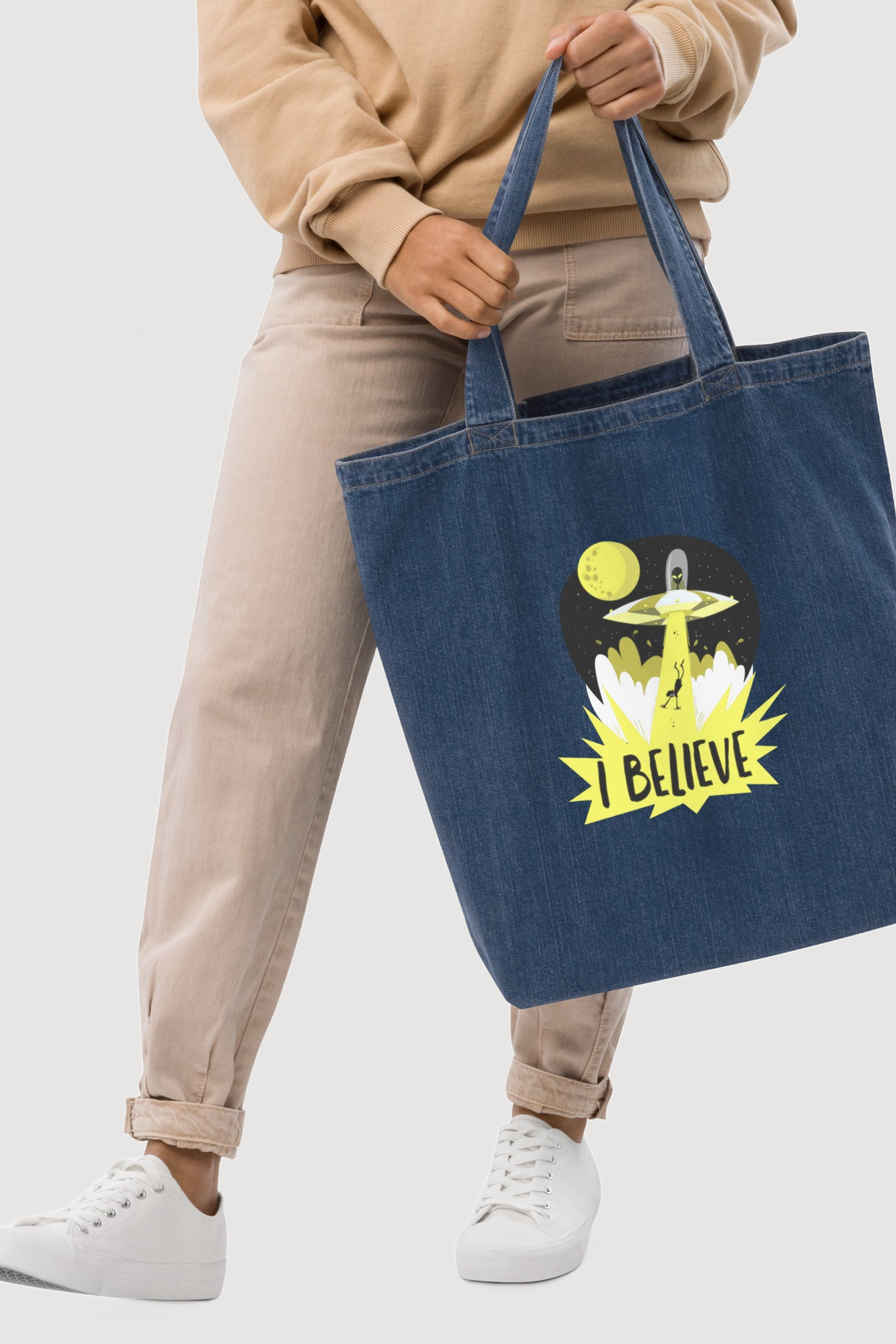 Organic Denim Tote Bag | Mantis - Famesnob